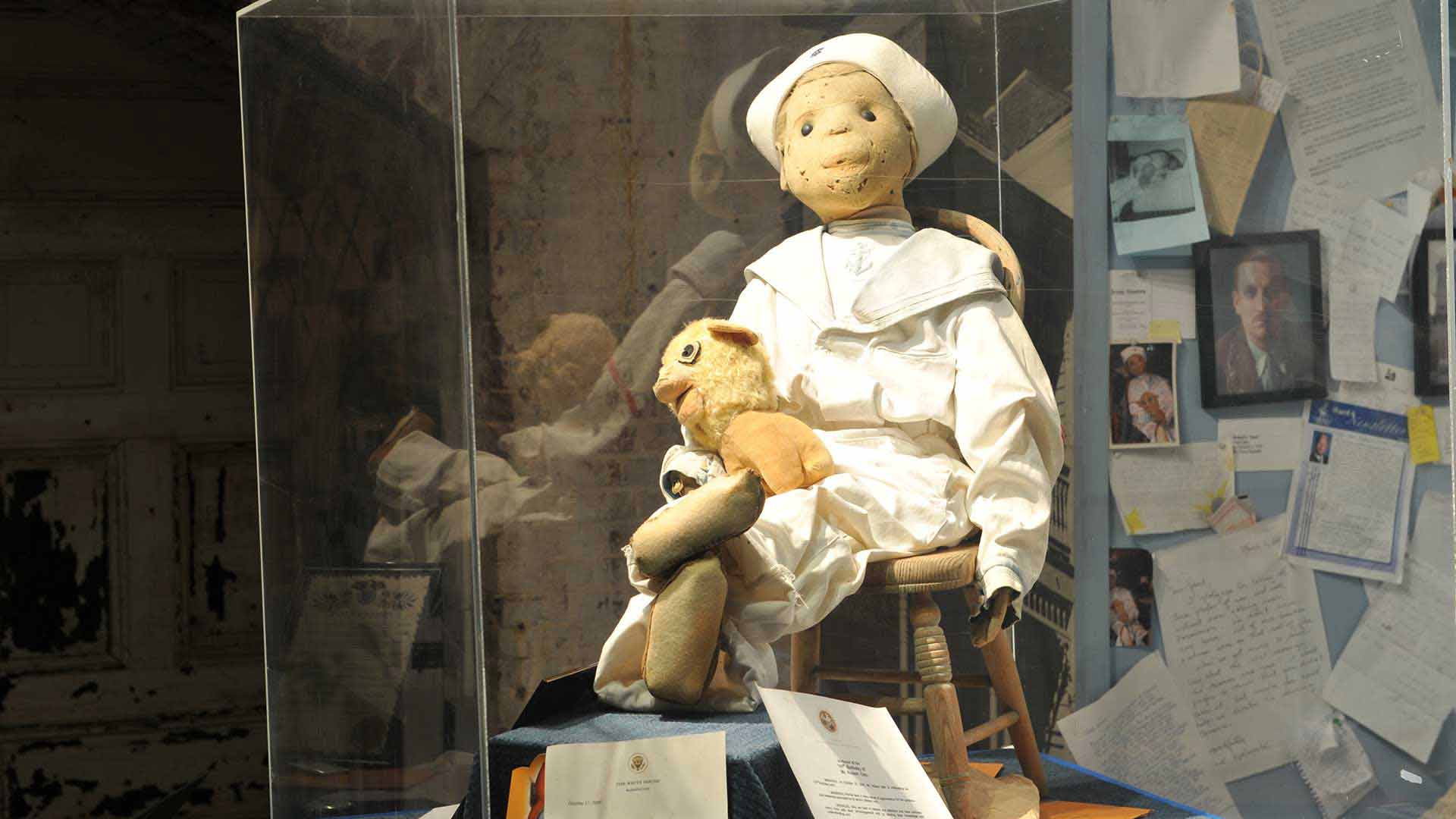 Robert the Doll in glass case